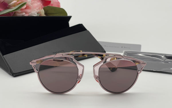 Authentic CHRISTIAN DIOR Pink Blonde/Havana Brown Acetate So Real Brow Bar Sunglasses