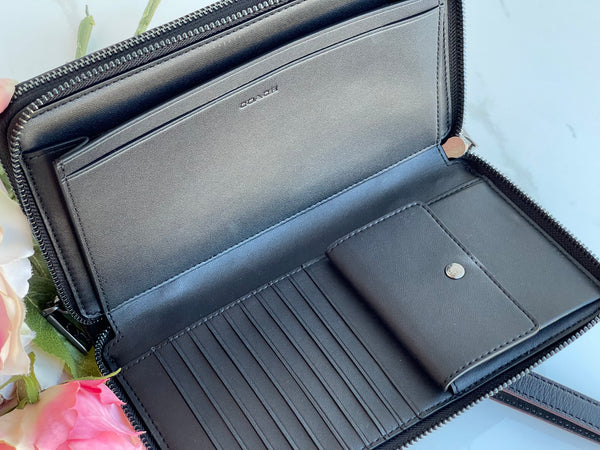 Coach Double Zip Travel Wallet Organizer Signature Canvas