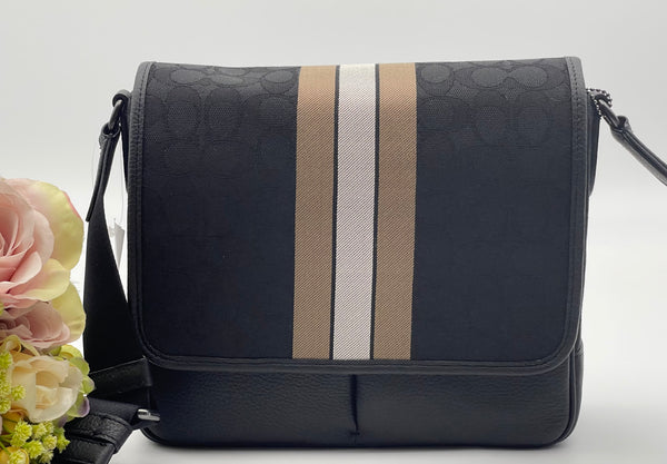 Coach Unisex Messenger Bag In Signature Jacquard With Stripe