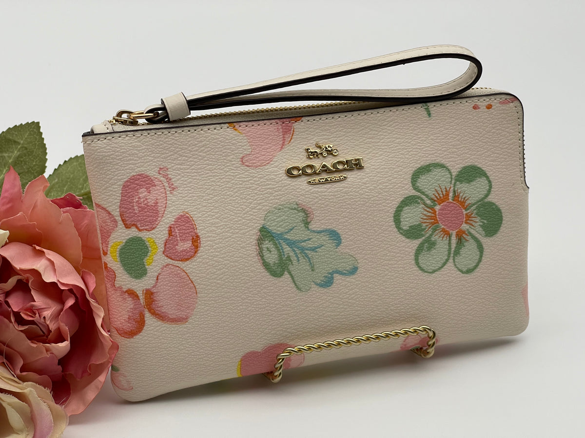 Coach double zip phone wallet online floral