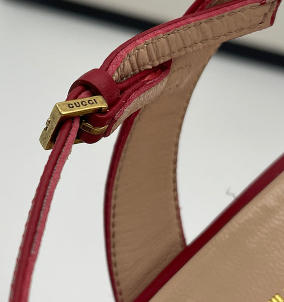 Authentic GUCCI Marmont Double G Leather Espadrille Platform Sandals