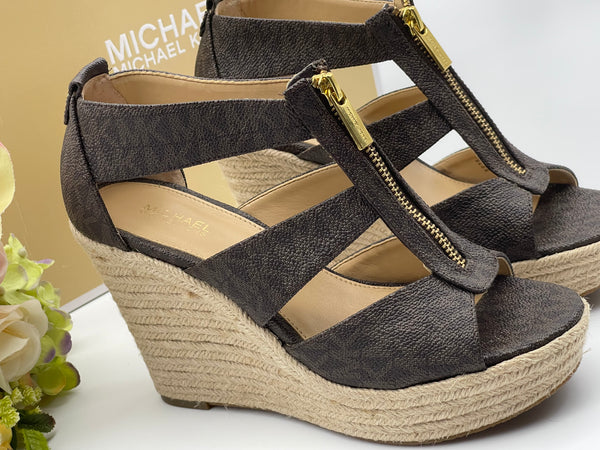 Michael Kors Brown Signature Wedge Espadrille