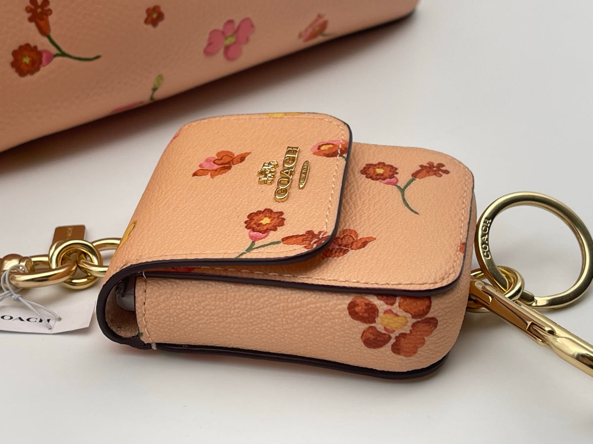 Authentic Coach Floral Print Multi Attachments Case Bag Charm