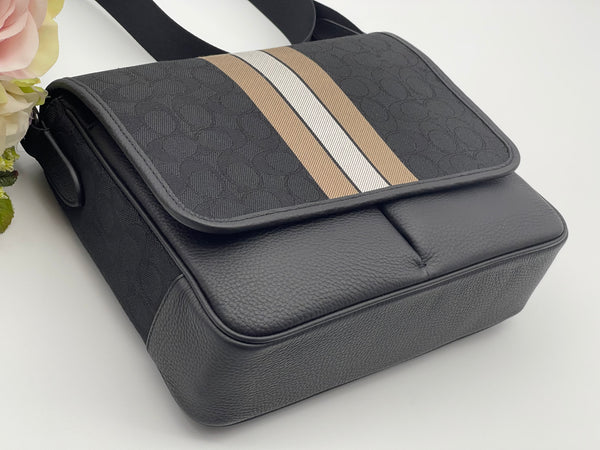 Coach Unisex Messenger Bag In Signature Jacquard With Stripe