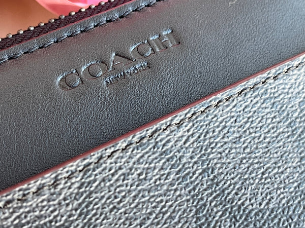 Coach Double Zip Travel Wallet Organizer Signature Canvas