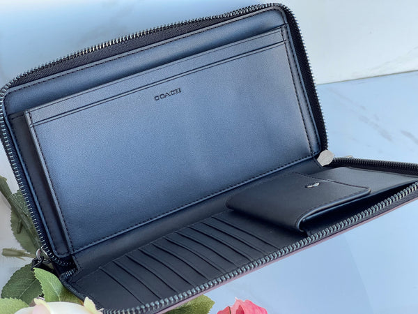 Coach Double Zip Travel Wallet Organizer Signature Canvas