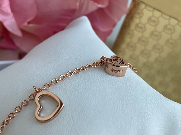 MICHAEL KORS 3 Charm MK Logo Rose Gold Slider Bracelet
