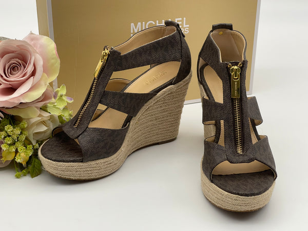 Michael Kors Brown Signature Wedge Espadrille