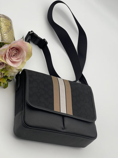 Coach Unisex Messenger Bag In Signature Jacquard With Stripe