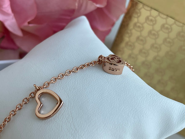 MICHAEL KORS 3 Charm MK Logo Rose Gold Slider Bracelet