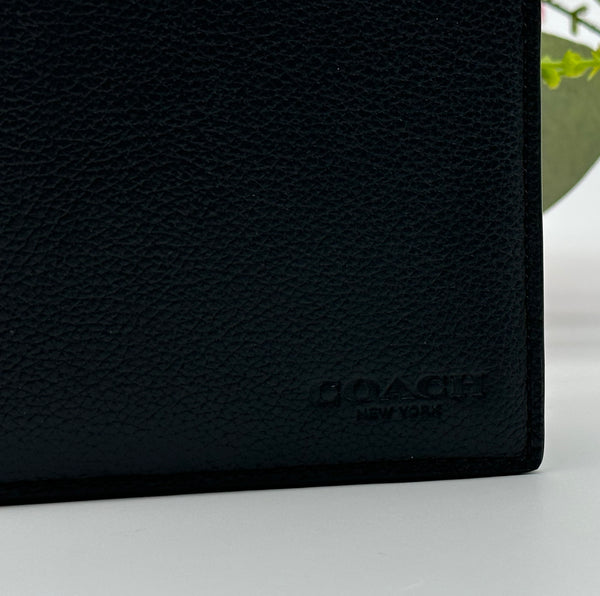 Coach Black Calf Leather Passport Case