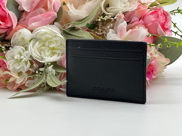 Coach Black Leather Money Clip Card Case