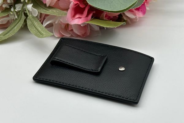 Coach Black Leather Money Clip Card Case