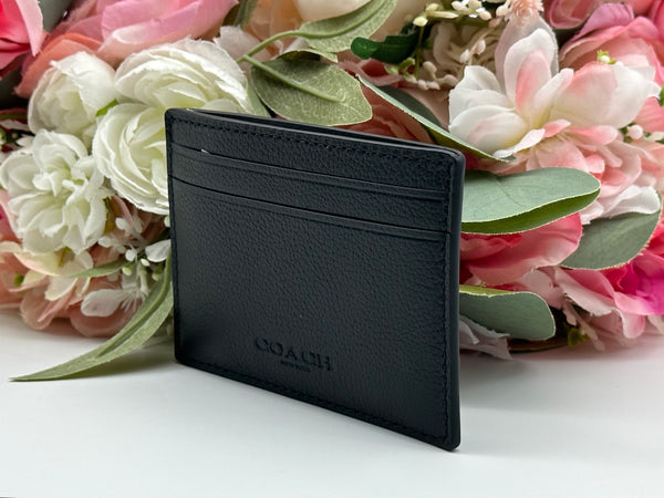 Coach Black Leather Money Clip Card Case