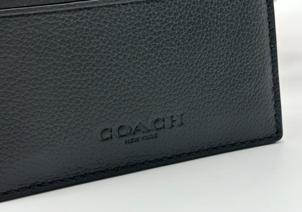 Coach Black Leather Money Clip Card Case