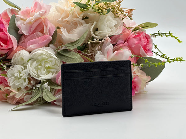 Coach Black Leather Money Clip Card Case