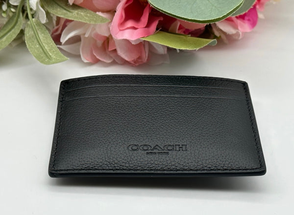 Coach Black Leather Money Clip Card Case