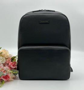 Authentic Michael Kors Men's Front Pocket Black Leather Backpack