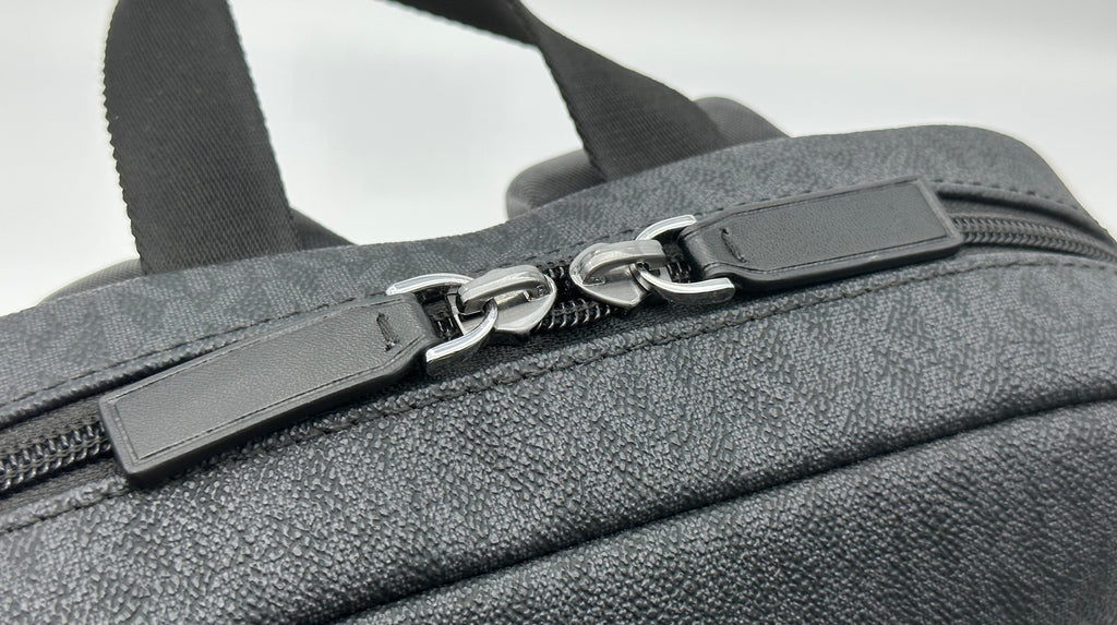 Shop Michael Kors Monogram Leather Logo Backpacks by Fleursirisees