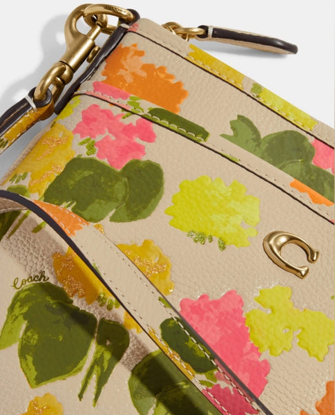 Coach Leather Messenger Crossbody With Floral Print