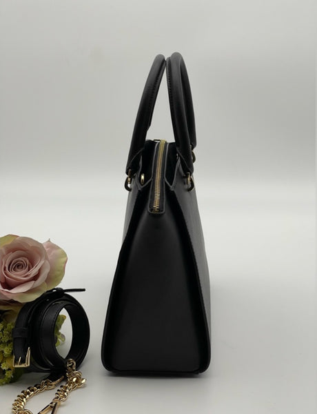 MICHAEL KORS Large Black Leather Satchel