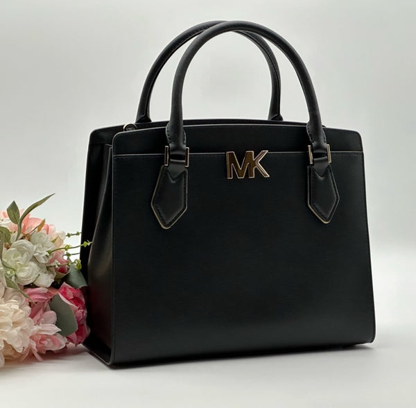 MICHAEL KORS Black Leather Satchel Bag