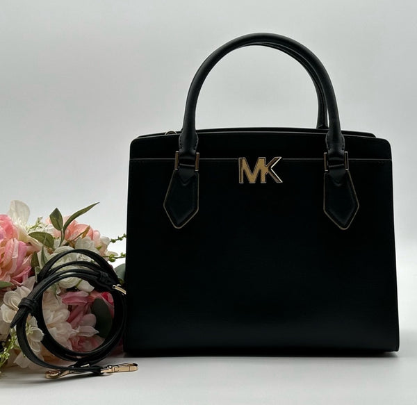 MICHAEL KORS Black Leather Satchel Bag