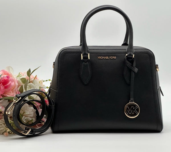 MICHAEL KORS Large Black Saffiano Leather Satchel Bag