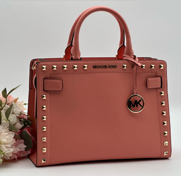 Michael Kors Medium Studded Saffiano Leather Satchel