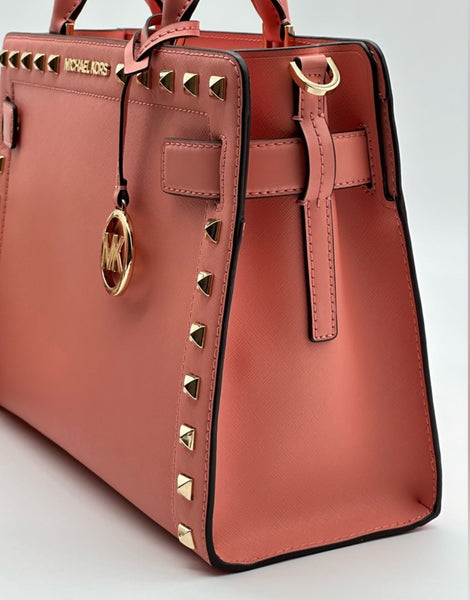 Michael Kors Medium Studded Saffiano Leather Satchel