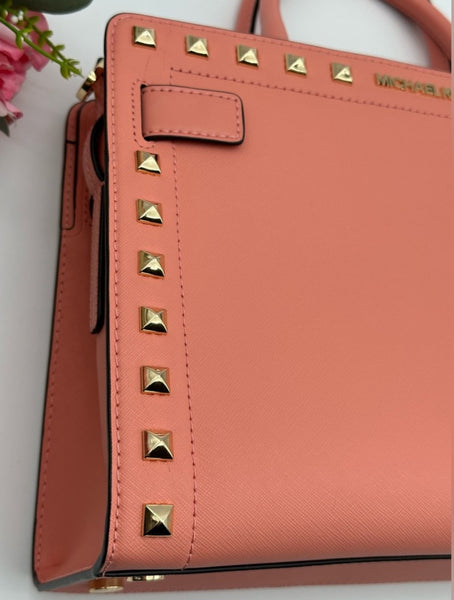 Michael Kors Medium Studded Saffiano Leather Satchel