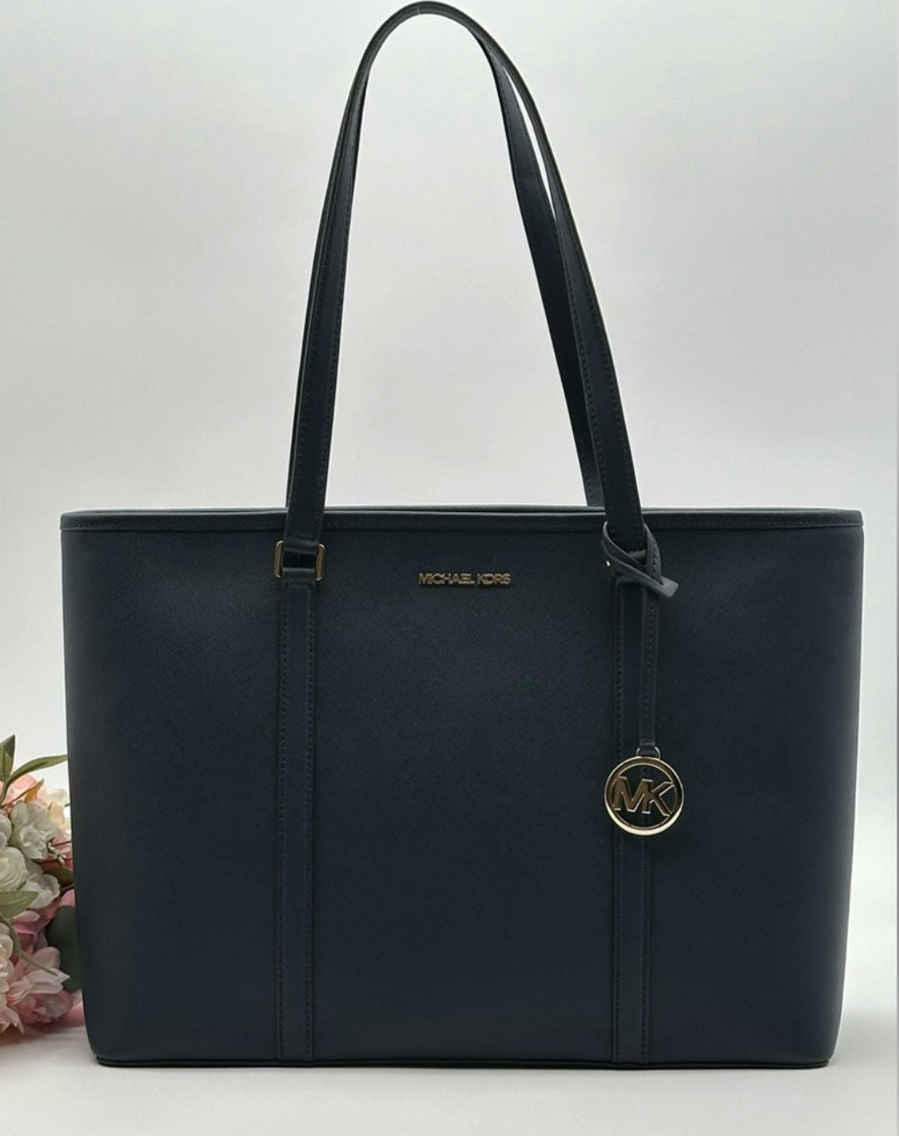 MICHAEL KORS NavyBlue Saffiano Leather Large Lap Top Multifunctional Tote