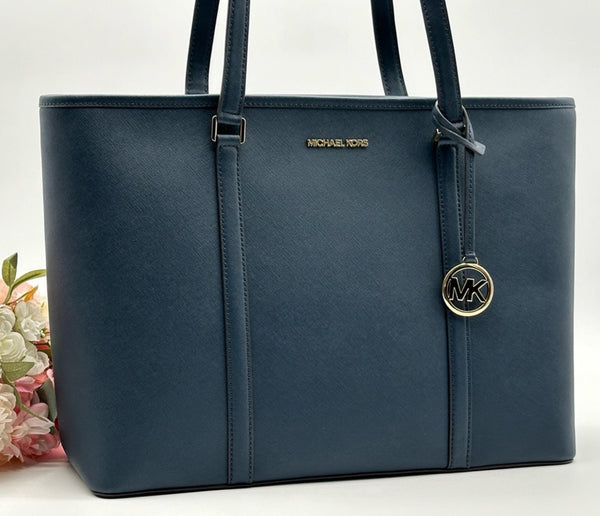 MICHAEL KORS NavyBlue Saffiano Leather Large Lap Top Multifunctional Tote