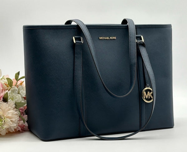 MICHAEL KORS NavyBlue Saffiano Leather Large Lap Top Multifunctional Tote