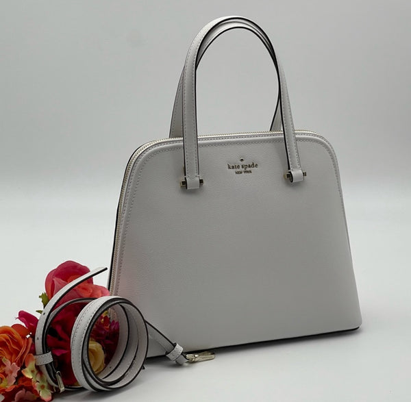 Kate Spade New York Embossed White Leather Medium Dome Satchel