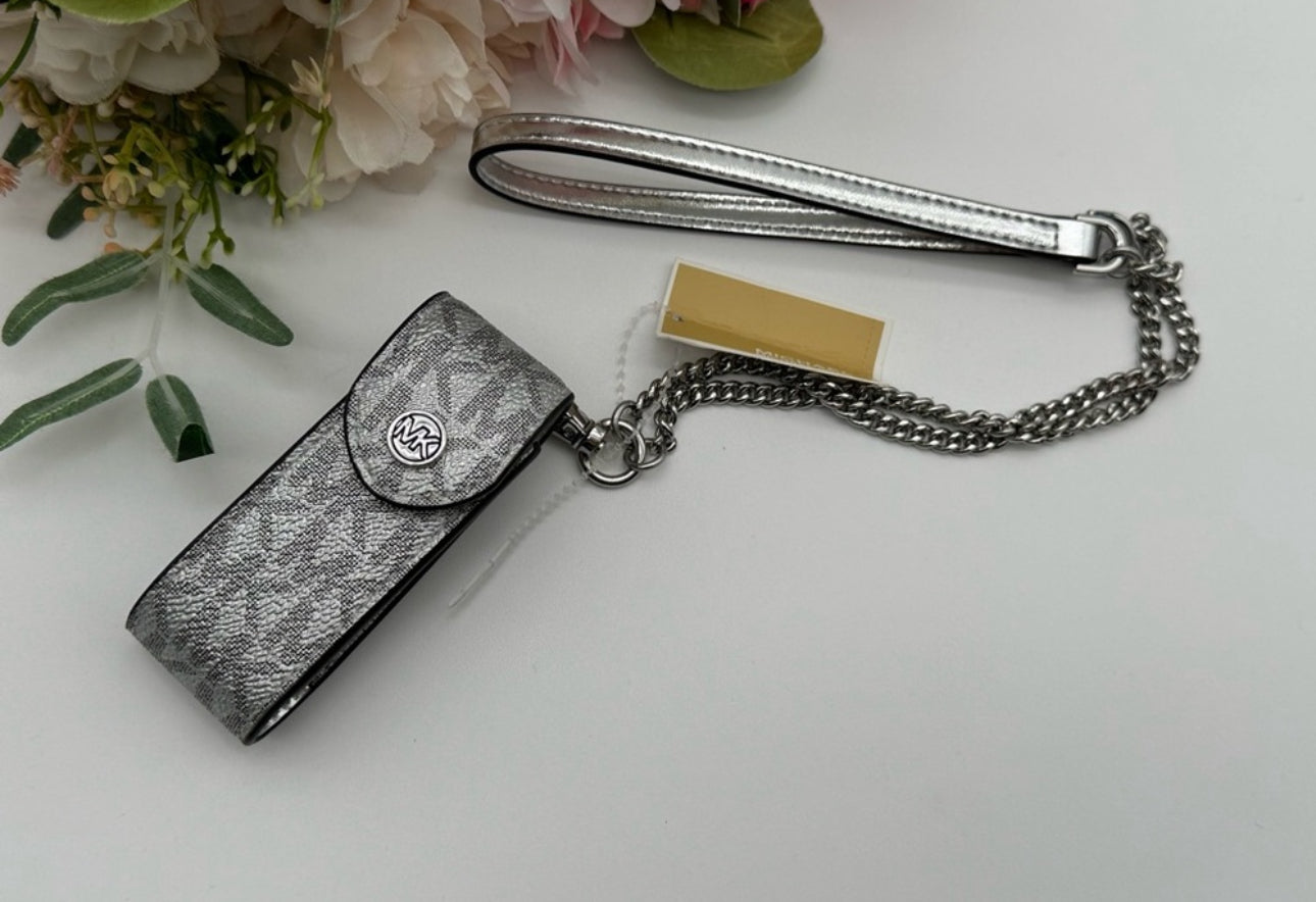 Michael Kors Silver Logo Lipstick Holder