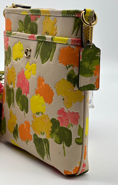 Coach Leather Messenger Crossbody With Floral Print