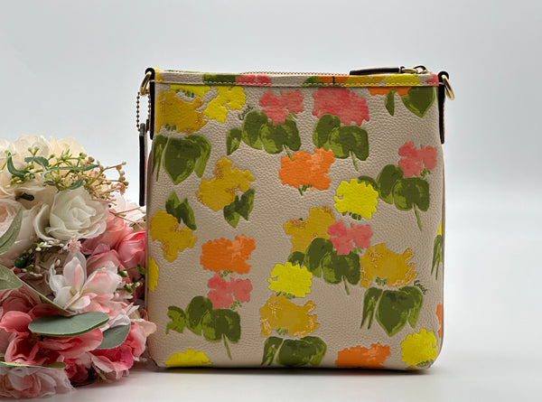 Coach Leather Messenger Crossbody With Floral Print