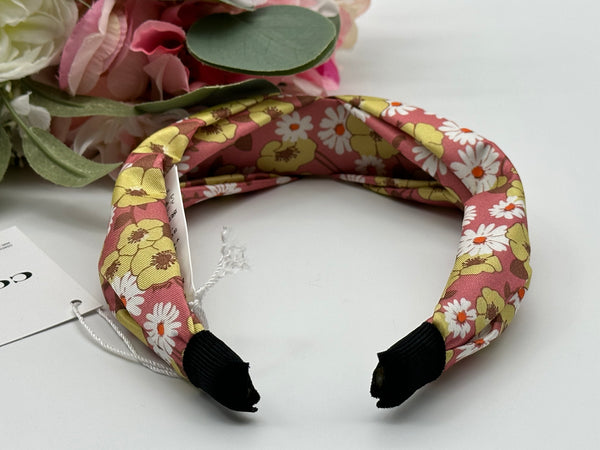 Coach Floral Script Print Silk Headband