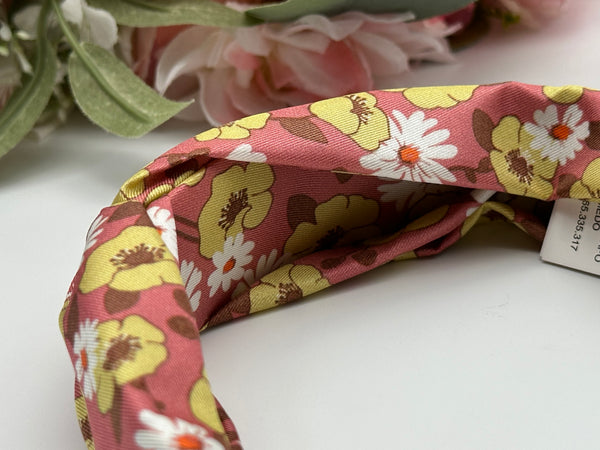 Coach Floral Script Print Silk Headband