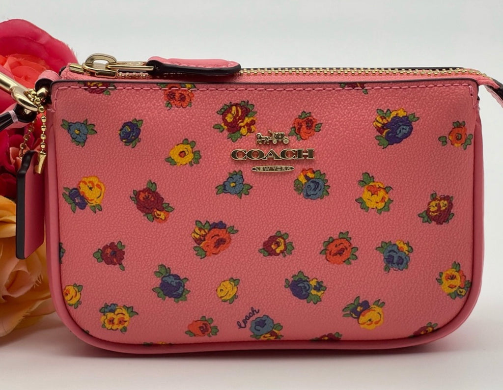 Pre-owned Coach Nolita 15 Wristlet Mini Bag Strawberry Pink Pebble Leather
