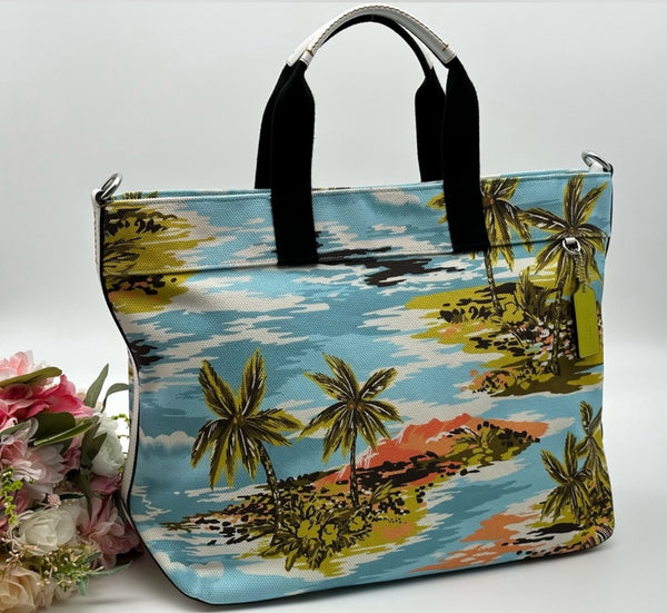 Coach Canvas Hawaiian Print Tote