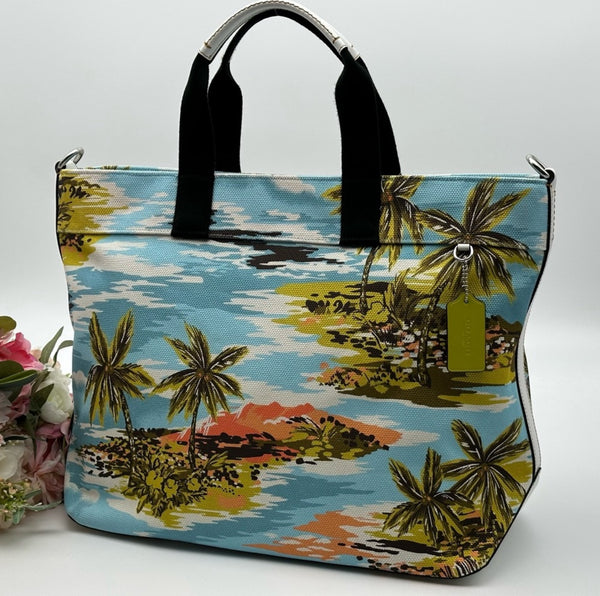 Coach Canvas Hawaiian Print Tote