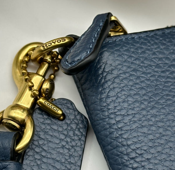 Coach Blue Pebbled Leather Wristlet