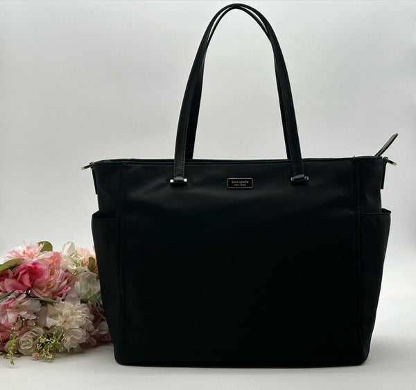 Kate Spade New York Baby Bag Black Nylon Large Tote Purse Bag