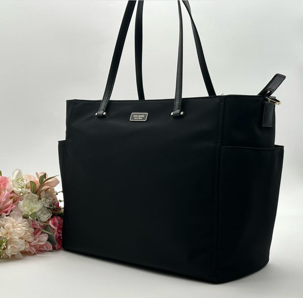 Kate Spade New York Baby Bag Black Nylon Large Tote Purse Bag