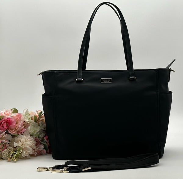 Kate Spade New York Baby Bag Black Nylon Large Tote Purse Bag