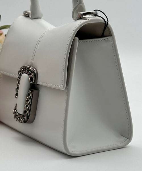 Authentic Marc Jacobs White Smooth Leather Mini Top Handle Crossbody Bag