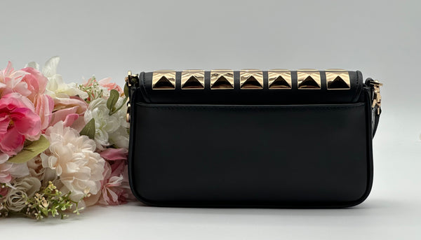 Michael Kors Bradshaw Studded Black Leather Shoulder Bag