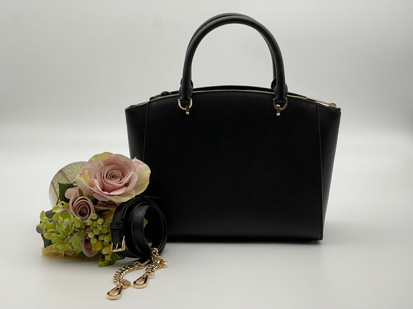 MICHAEL KORS Large Black Leather Satchel Bag